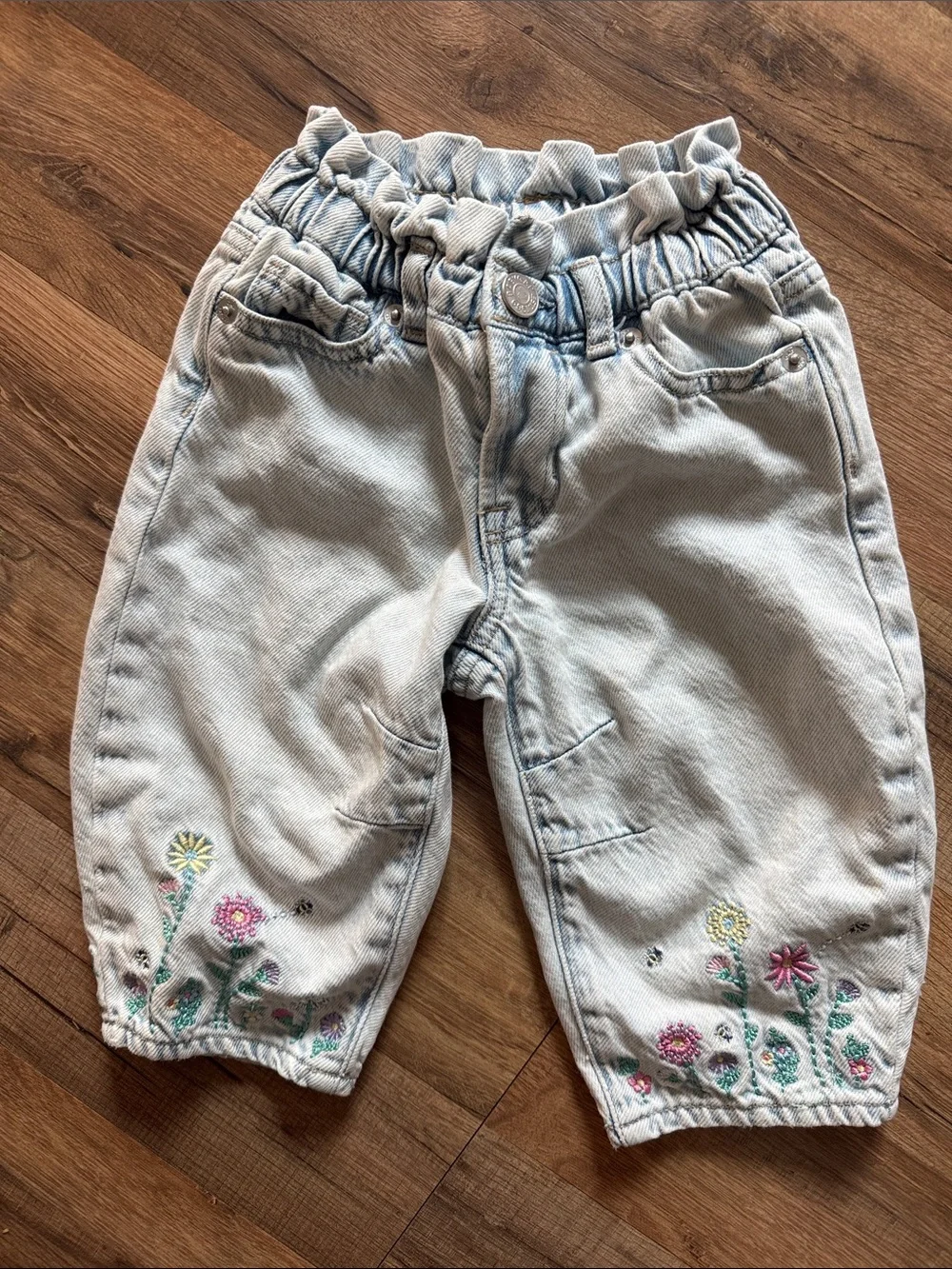 baby Gap Light Wash Floral Embroidered Kids Jeans